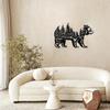 Black Bear Metal Wall Art, Mountain Tree Silhouette, Rustic Cabin Decor, Durable Outdoor Indoor Sculpture for Living Room Bedroom