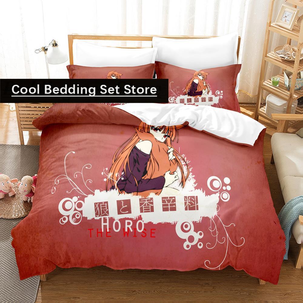 Spice and Wolf Bedding Set Single Twin Full Queen King Size Bed Set Aldult Kid Bedroom Duvetcover Sets 3D Print Anime