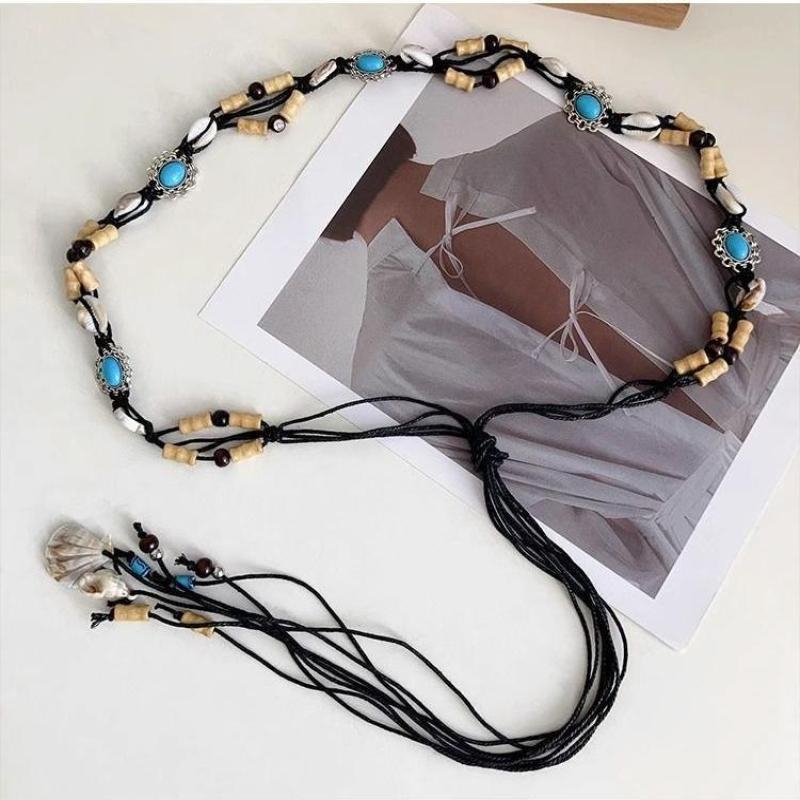 Bohemian Colorful Braided Waist Rope Ethnic Style Woman Dress Belt Y2K Waist Chain Dress Decorative Accessories Gift