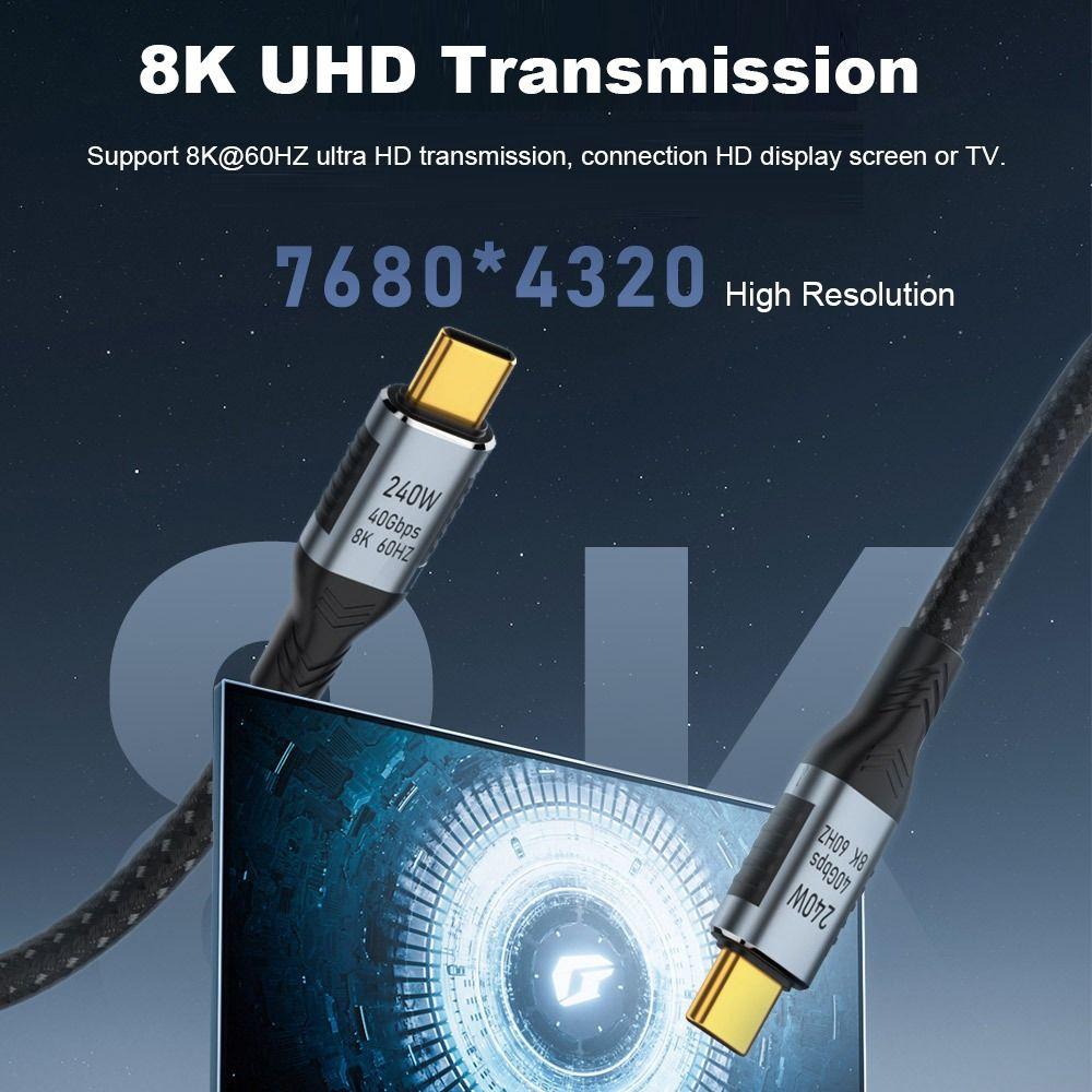 48V 5A Data Line 40Gbps PD 240W USB-C to Type C Cable USB 4.0 Gen 3 8K 60HZ