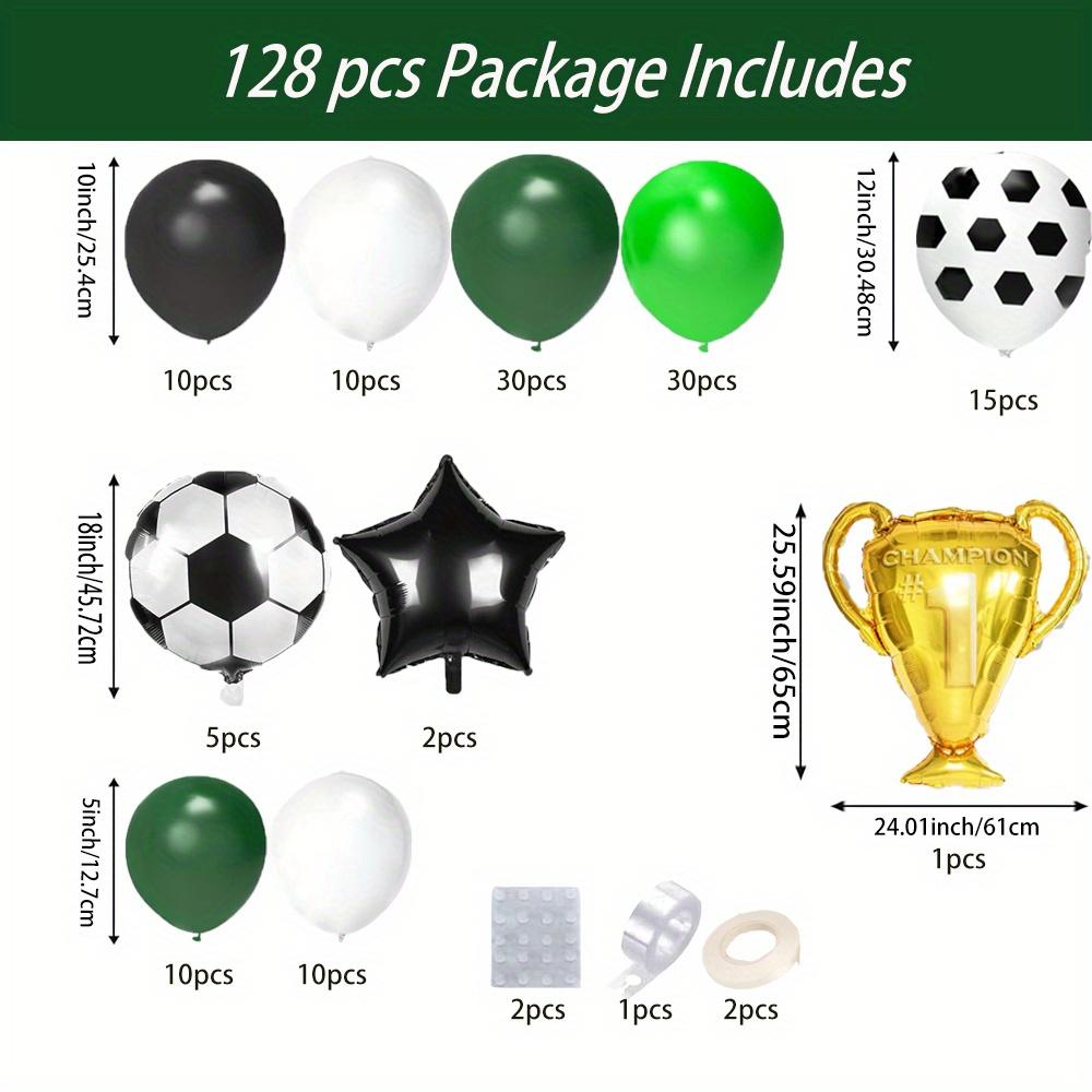 128PCS Football Balloon Wreath Kit - Green, White and Black Arches for Sports Parties, Birthdays, Etc. - Indoor/outdoor Decor
