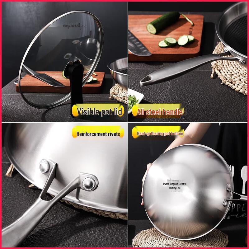 Odin Dorel Premium 304 Edelstahl Wok mit Honigwabenmuster