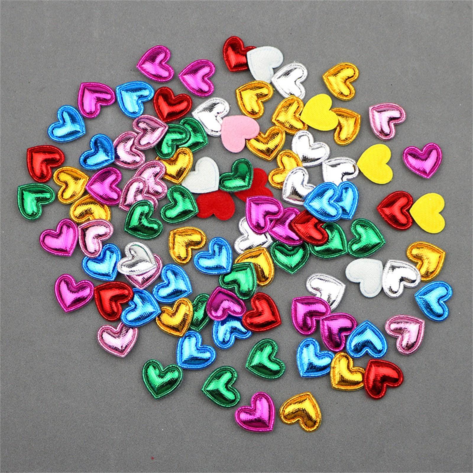 

100Pcs 1.7*1.6CM Heart Pu Padded Patches Appliques For Clothes Hats Hairpin Ornament Accessories DIY Craft Embarrassment One Size