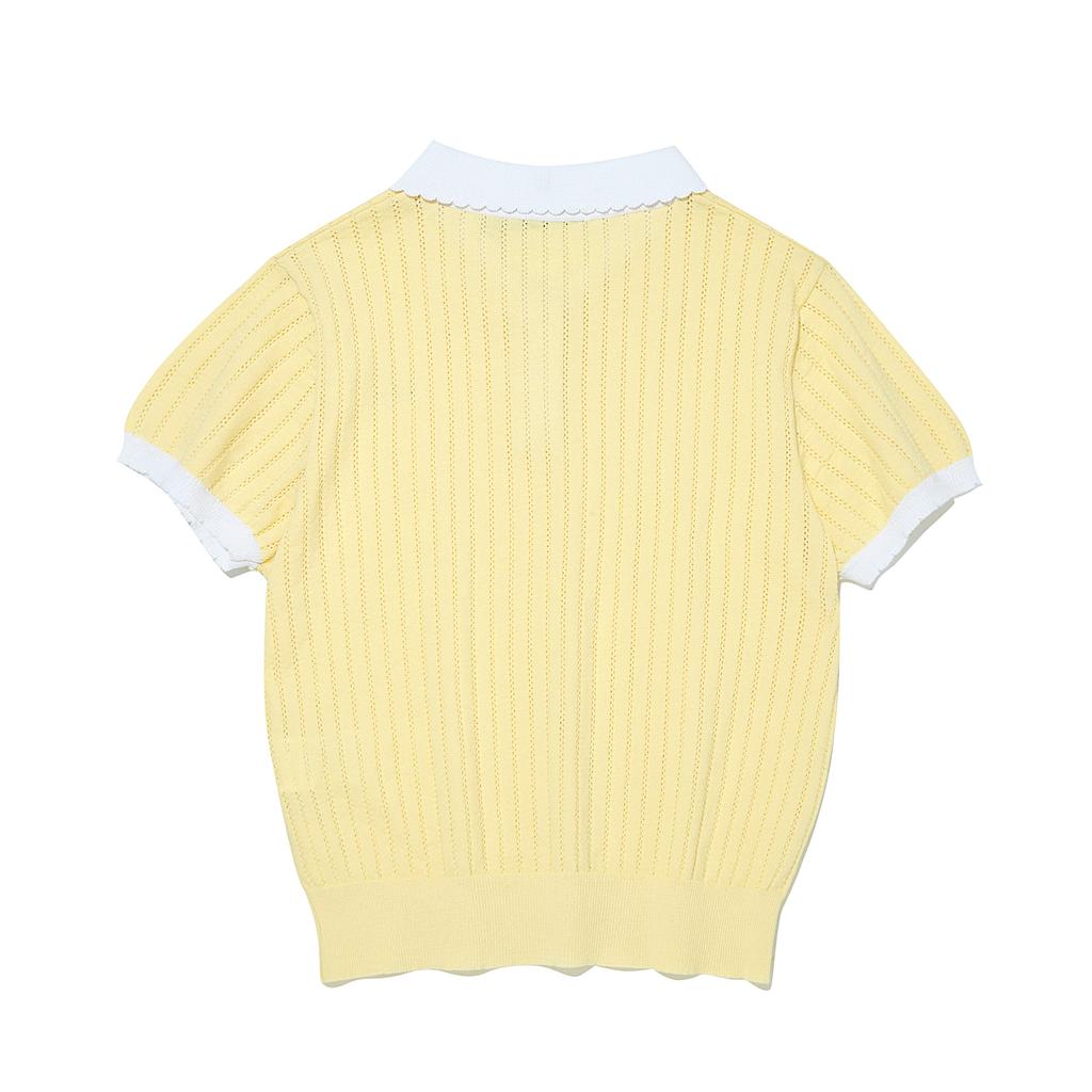 INTERCREW Women'S Collared Cable Punching Sweater Yellow Ita2Wt51Aye