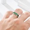 8mm Titanium Stainless Steel Rings for Men Women High Polished Inlay Green Shell Men Promise Rings Wedding Party Jewelry