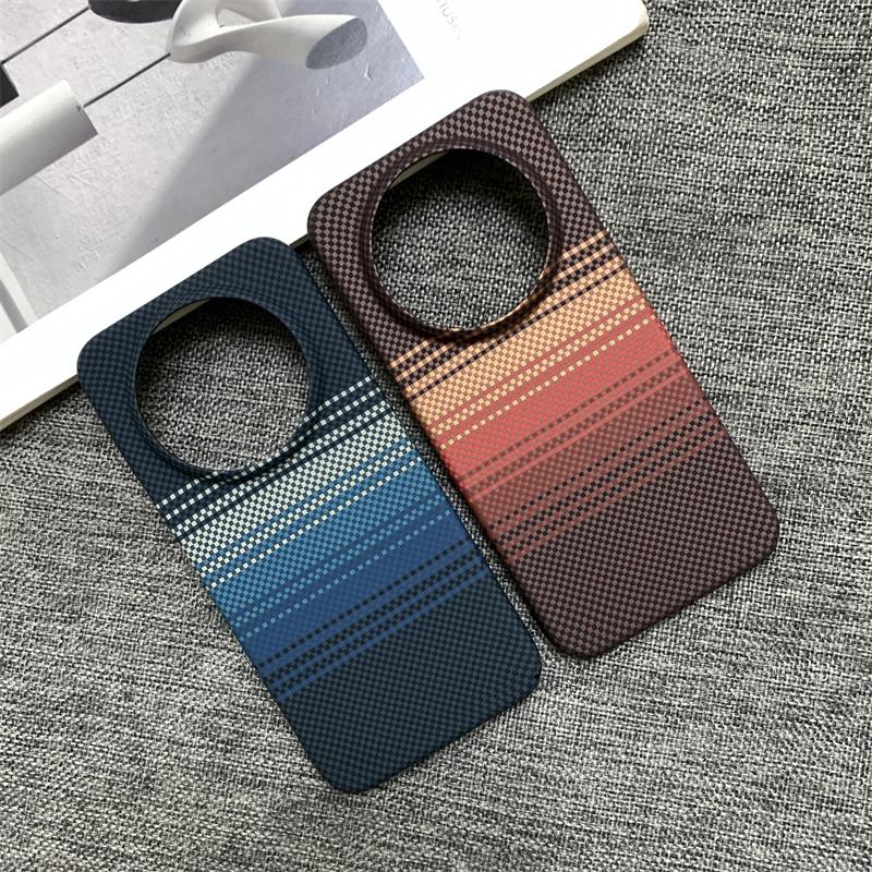 Luxury Carbon Fiber Texture PC Frameless Phone Case For HuaWei Mate 80 70 60 Pura 80 70 Pro Max RS Heat Dissipation Bumper Cover