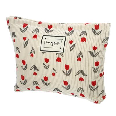 VOCOSTE Floral Print Makeup Large Capacity Makeup Pouch for Coin and Red Bag, Women, Purse, Foundation, Lipstick, Brushes,