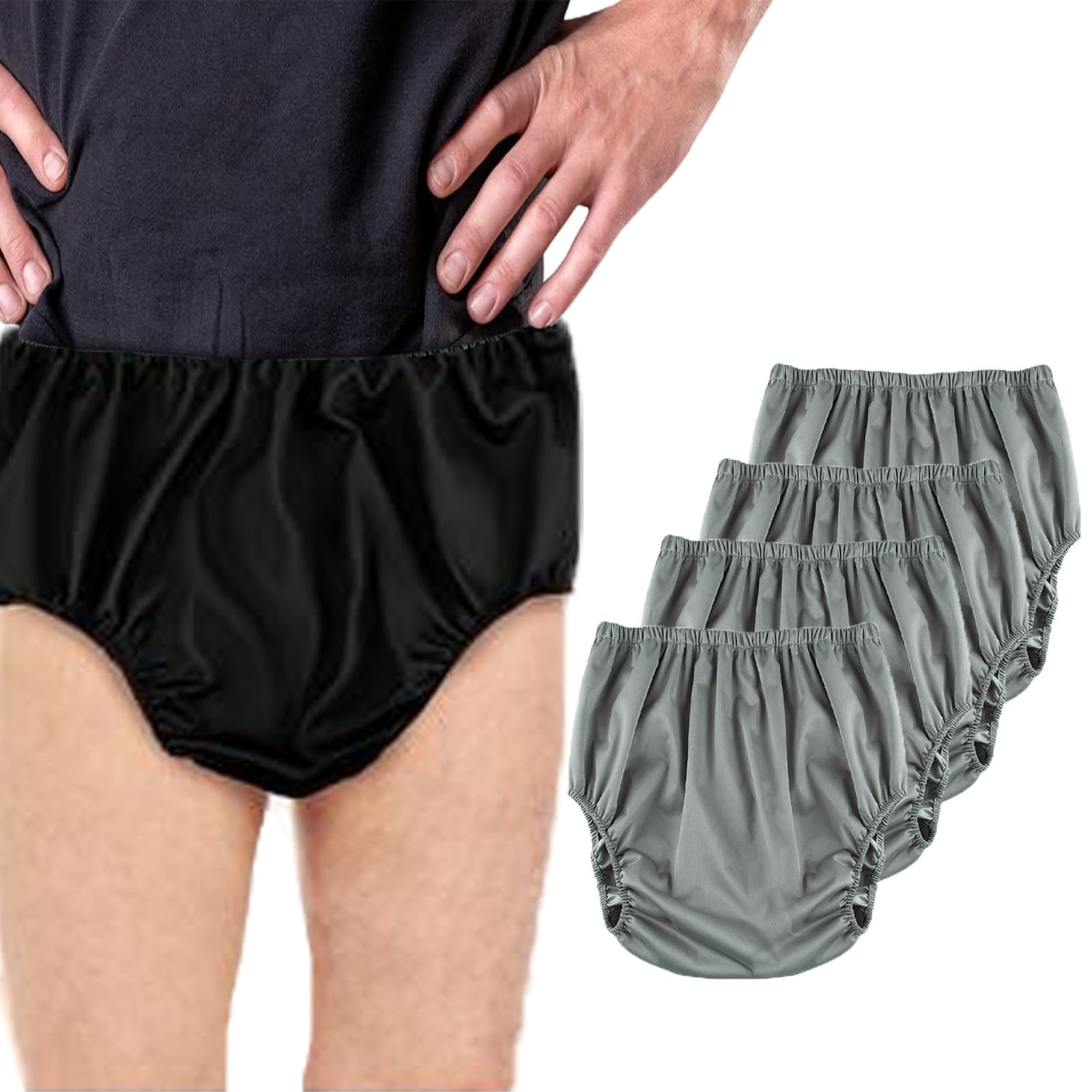 

WEEOATAR Подгузники для ухода за лежачими больными, трусы от недержания, мягкие подгузники для тяжелых случаев и домашнего ухода, непромокаемые взрослые, трусы-чехлы, 4 шт., серый