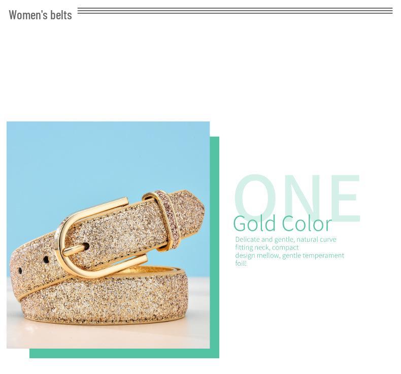 Trendy Korean Style Women's Gold Faux Leather PU Belt