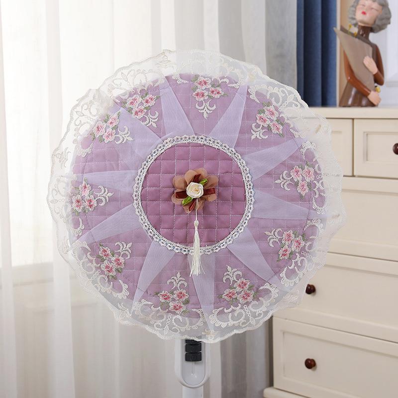 

1/2Pcs Electric Fan Embroidery Dust Cover European Style Standing Fans Protection Universal Lace Floral All Inclusive 1PC