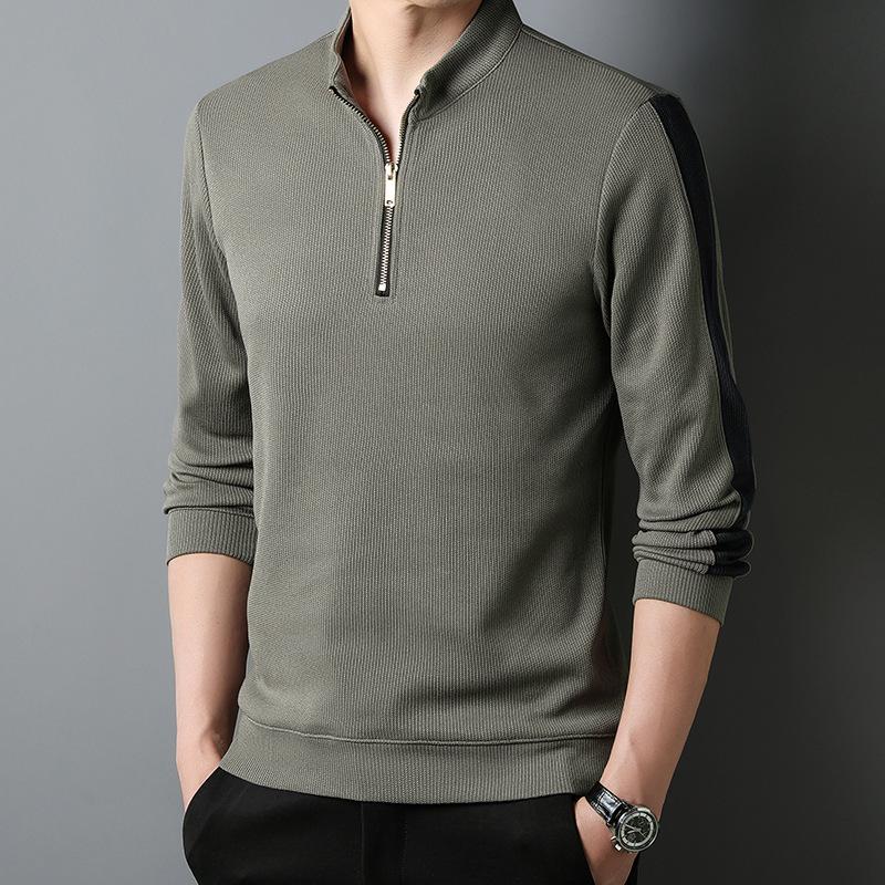 

Футболка с длинными рукавами, мужская весенне-осенняя новая спортивная рубашка с воротником-стойкой и воротником-стойкой, повседневная модная толстовка среднего возраста для папы 4XL