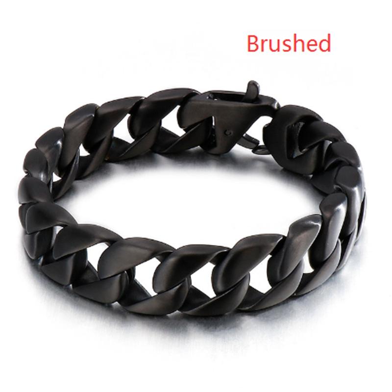 15MM Wide Simple Cuban Chain Bracelet For Men Hip Hop Polished Charms Accessories Golden Trendy Jewelry Boys Girls Party Gifts