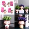4×Head-Planter Silicone Mold Face Flower Pot Concrete Mold Girl Statue Planter Mold Face Flower Vase Epoxy Casting Mold