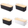 Wood Grain Desk Cable Organizer With Lid For Home Office And Bedroom Storage