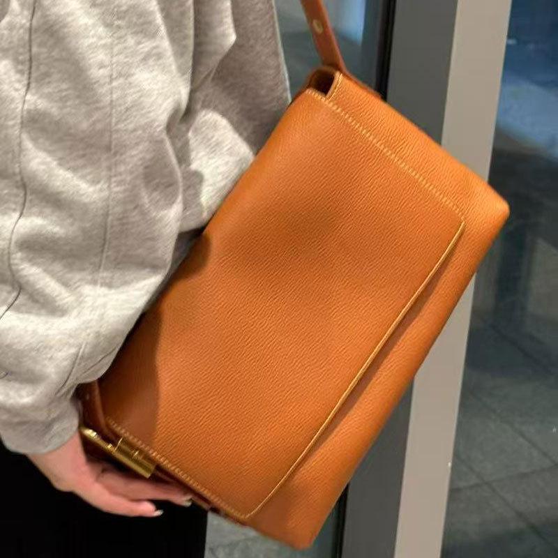 

Женские сумки из натуральной кожи, сумки большой вместимости, нишевые сумки через плечо, модные женские сумки под мышкой, повседневные сумки кроссбоди, маленькие квадратные сумки 29.5x18x12 CM коричневый