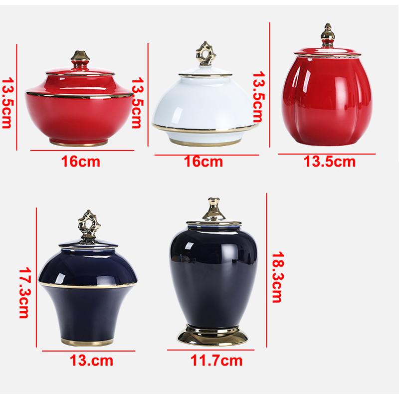Plating Ceramic Jar with Lid Porcelain Sealed Coffee Tea Jar Porcelain Painted Gold Storage Jar Bottle Container Home Decoration