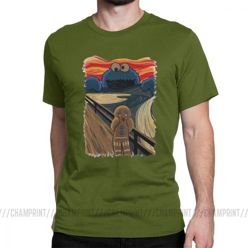Famous Painting Harajuku Clothing Shouting Screaming Gingerbread Men S T Shirts Sesame Street Tee Shirt Cookie