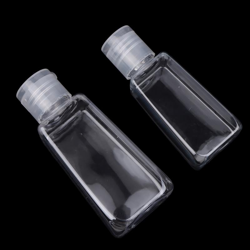 10Pcs 30/60Ml Trapezoidal Plastic Hand Sanitizer Bottles Dispenser Transparent Gel Reffillable Bottle Container With Filp Cap
