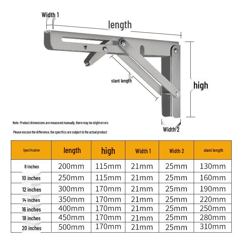 Stainless Steel Foldable Triangle Shelf Bracket Wall-Mounted Storage Rack