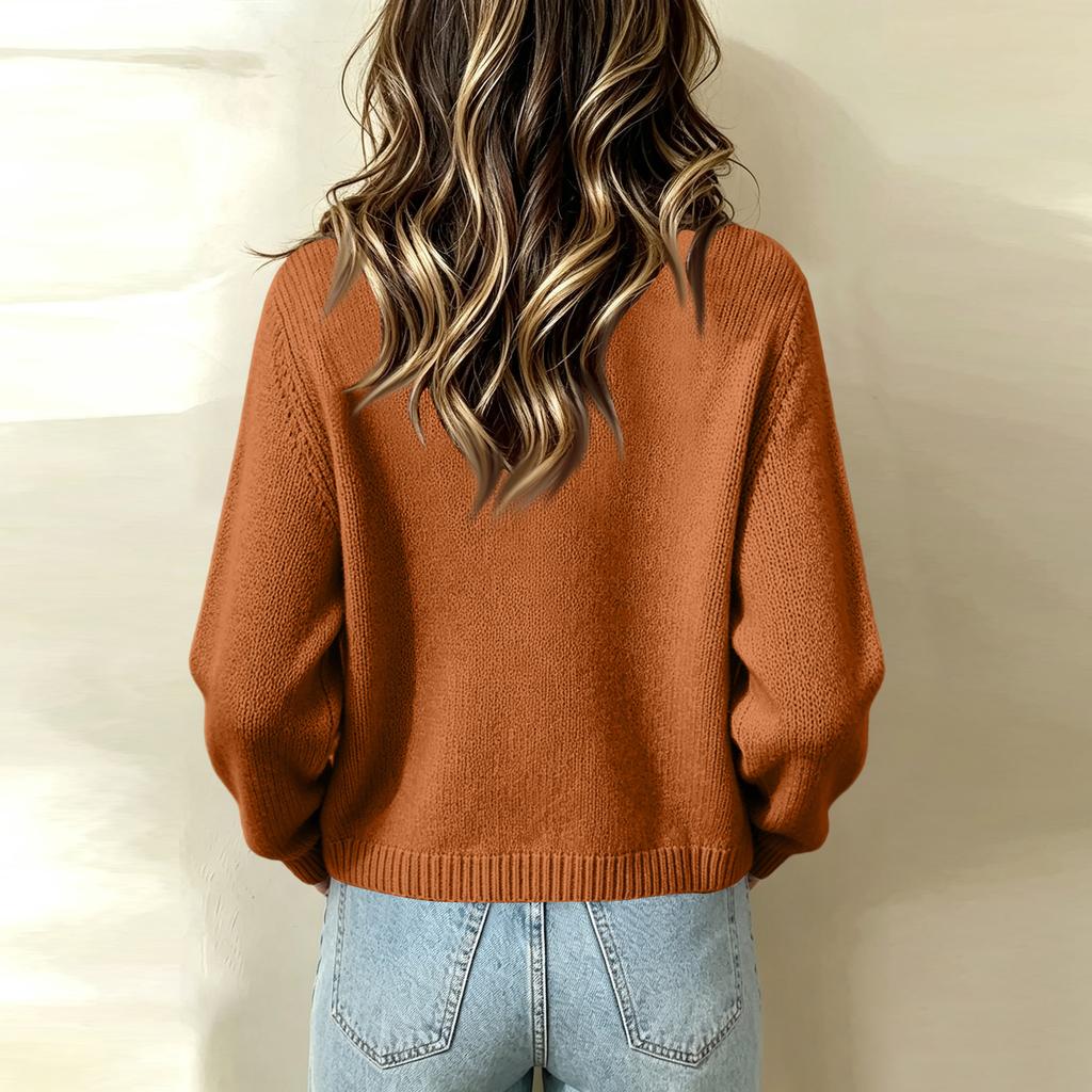 Women's Casual Knit Cardigan with Ruffle Trim and Single-Breasted Button Closure for Daily Wear