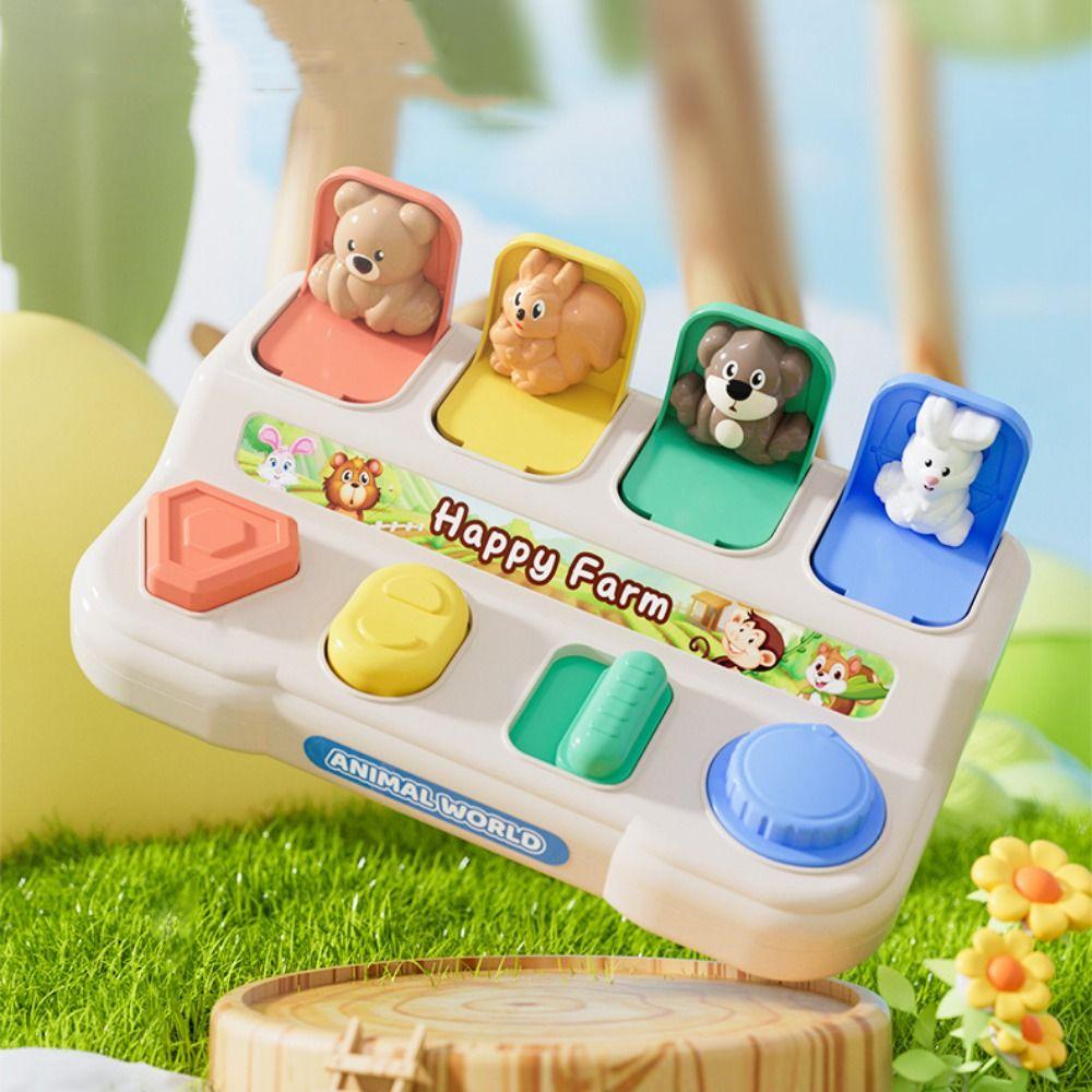 Cartoon Animals Peekaboo Switch Box Button Animal Sensory Toy Pop-up Animals Toy  Children