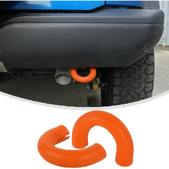 Linskip Tow Hook D Ring Covers Fit for 2021-2024 2025 Ford Bronco Accessories, Rear Bumper Tow Hook Rubber Sleeve Protectors for Bronco Raptor оранжевый