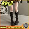 Fashion Retro British Style Thick Heel Platform Boots Women's 2025 Autumn and Winter New Maillard Skirt Knight Boots