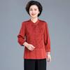 Autumn Mother's Day Chinese Style Two-Piece Shirt Set for Elegant Middle-Aged Women