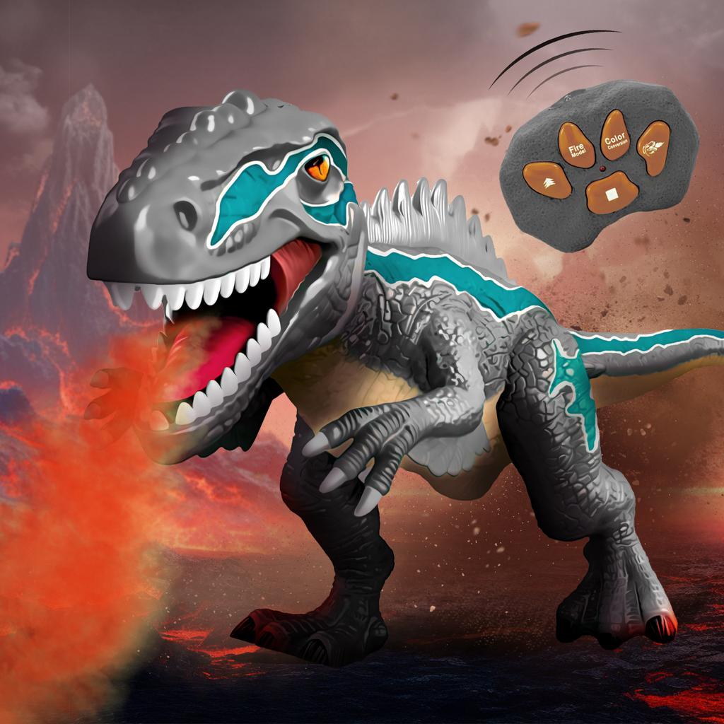 Remote Control Dinosaur Spray Velociraptor Simulation Electric Toy Model Light Sound Walking Spray