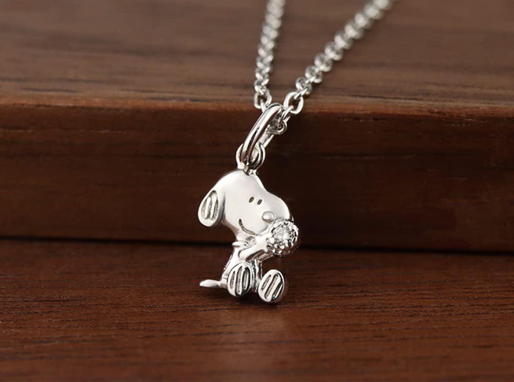 Gin no Snoopy Diamond Petite Necklace for Sterling Silver 925 [Shinjuku Kura] Women,
