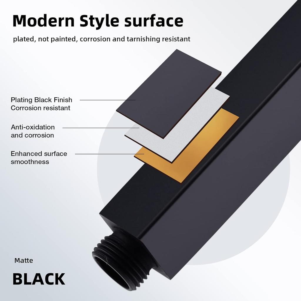 Bourdillat Ceiling Mounted Shower Arm, Rain Shower Head Square Extension Arm Stainless Steel Ceiling Mount Shower Extender