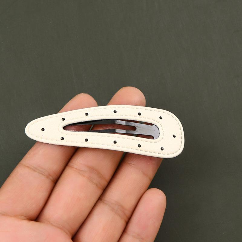 5Pcs Black White Polka Dot Leather Hair Clips Women'S Bangs Bb Clips Cool Sweet Girls Hair Accories Simple Clips