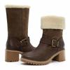 Winter Large Size Medium Tube Snow Boots Women's Thick Heel Knight Boots One Shoe Two Wear Belt Buckle Warm Boots