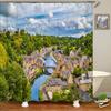 Beautiful Natural Scenery City Town Shower Curtains Bathroom Waterproof Polyester Fabric Bath Curtain Landscape Decor Curtains