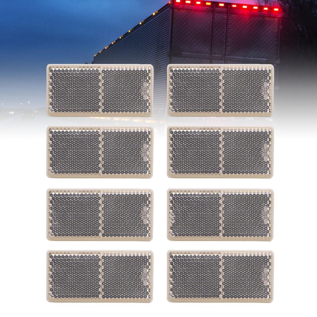 8Pcs Rectangular Reflectors Water Proof Self Adhesive Rectangular Reflective Stickers for Trailer Truck Tractor Boat