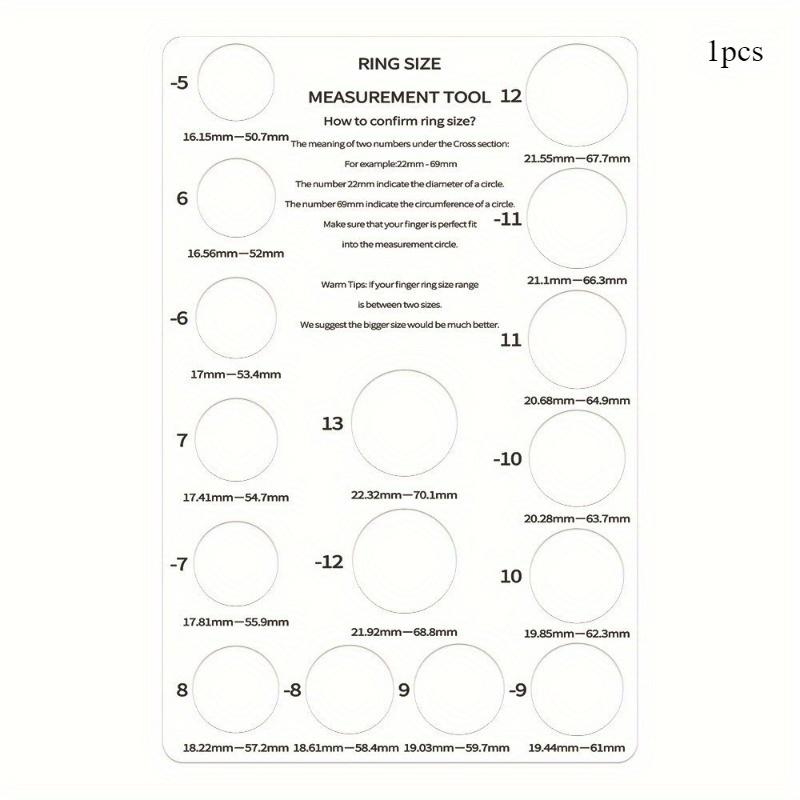 1pz Card Misura Anelli - Tabella di Conversione Taglie Europee & USA con Guida alla Circonferenza di Misura, Strumento Durevole in Cartone per Creazione Gioielli