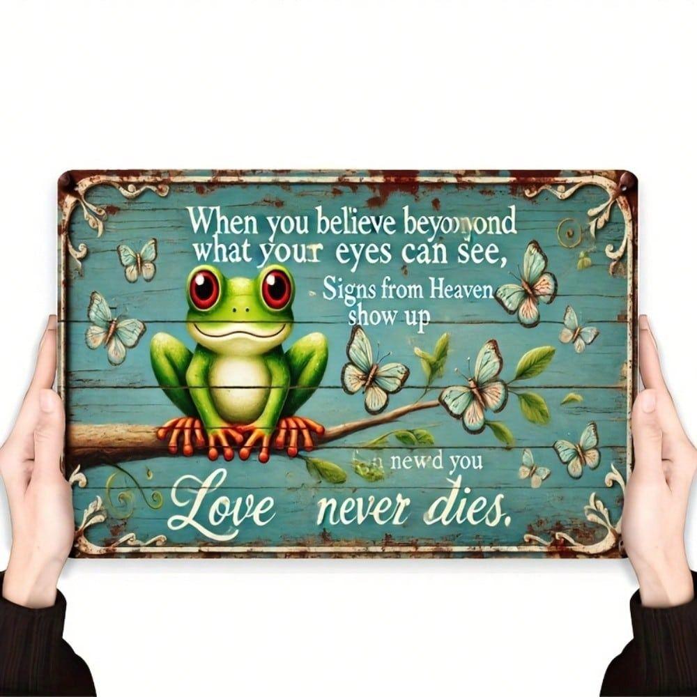 

Vintage Metal Poster Butterfly Frog Wall Art Decor for Living Room