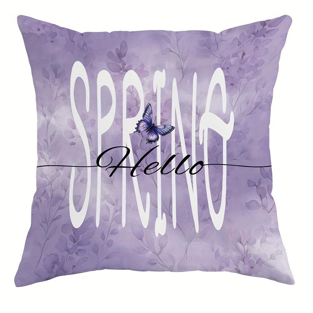 Purple Butterfly Pattern Home Decor Pillowcase Bedroom Living Room Sofa Decoration Polyester Cushion Cover With Zipper
