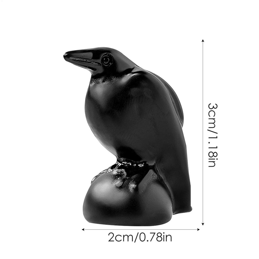 1pcs Hand Carved Black Obsidian Crow Figurine, Polished Stone Animal Sculpture for Office & Home Decor, Crystal Desk Ornament
