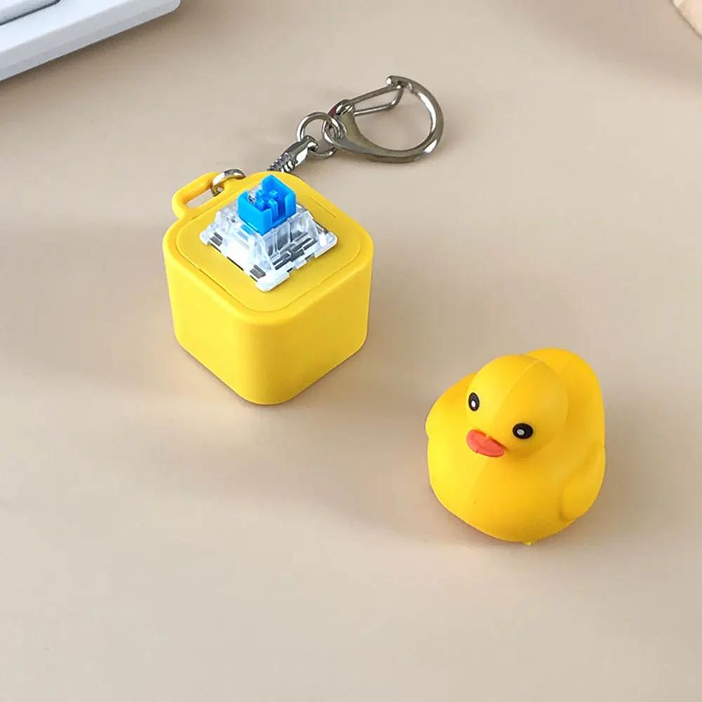 Duckling Quack Fidgety Toy, Duck Keyboard Keycap Regulator Rattle Button Decompression Sound Keychain Decorative Ornament