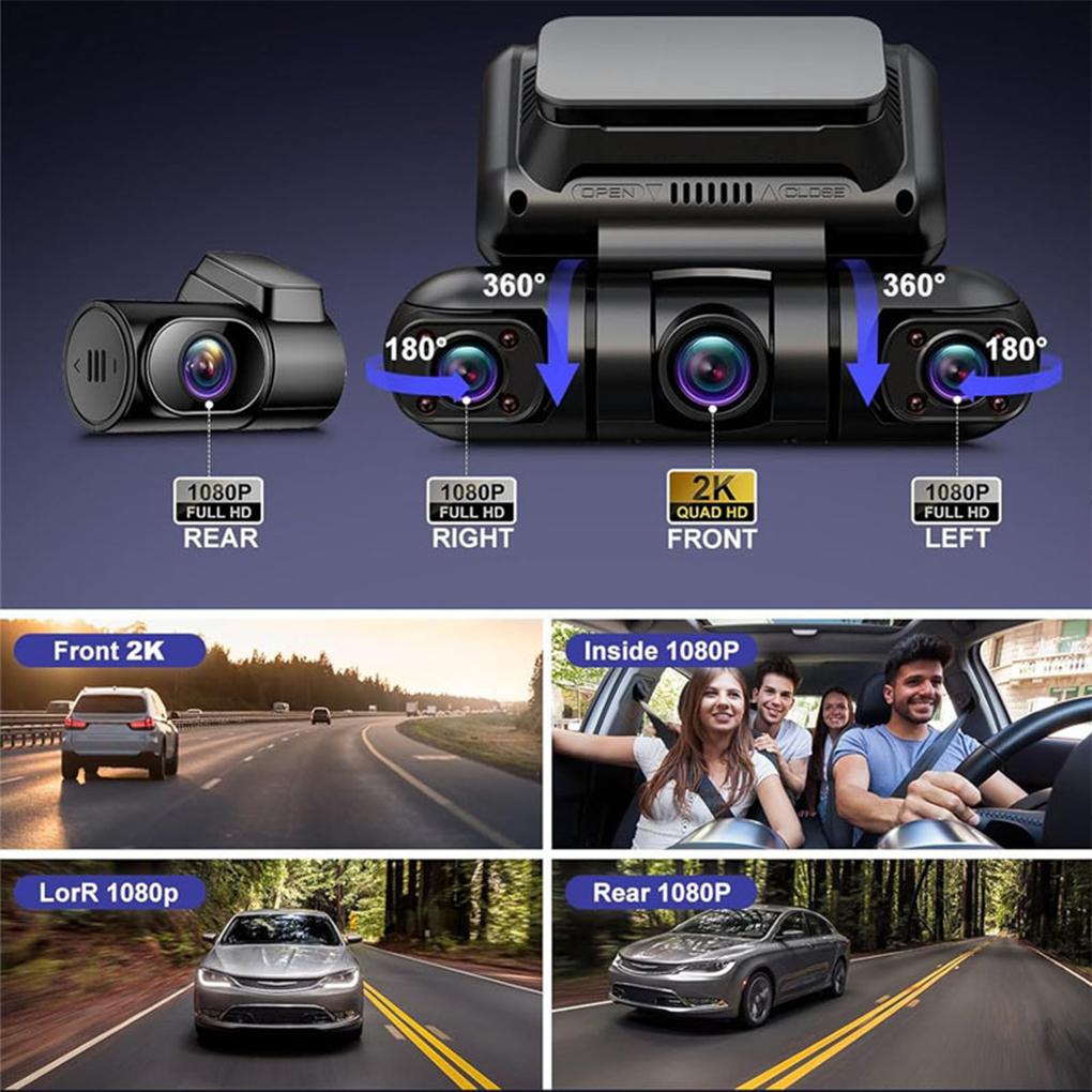 Car 4Lens Dash Cam 2K1080P Car DVR Recorder Support Phone WIFI And G-PS Track 24h Parking Monitoring