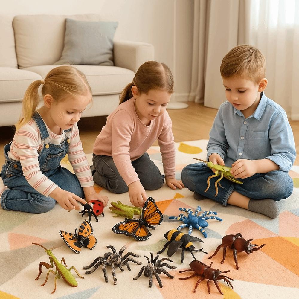 New Simulation Insect Model Figures Plastic Spider Bee Education Toy Dragonfly Cicada Animals Model Set Horror Props