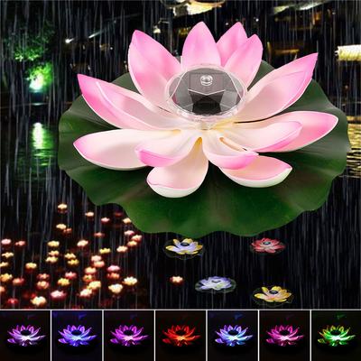 Güneş Enerjili Lotus Lamba LED Çiçek Işığı Yüzen Fıskıye Havuz Gece Lambası Bahçe Havuz Parti Dekorasyonu için 7 Renkli RGB LED Işık ile