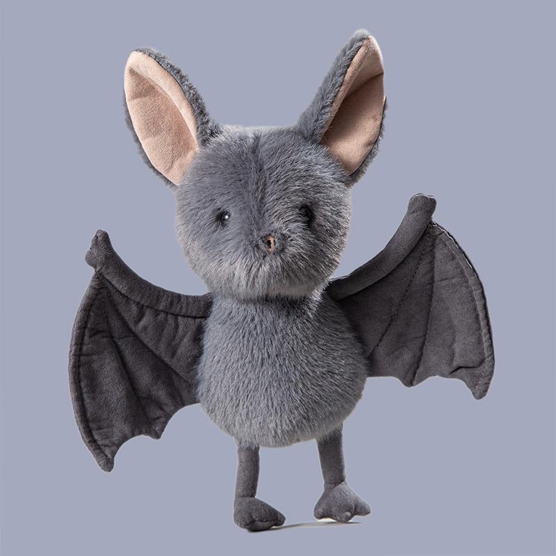 New 26cm Kawaii Hanging Bat Plush Toy Grey Broox Stuffed Animal Doll Cartoon Soft Bat Plushies Home Decor Birthday Gifts Girl