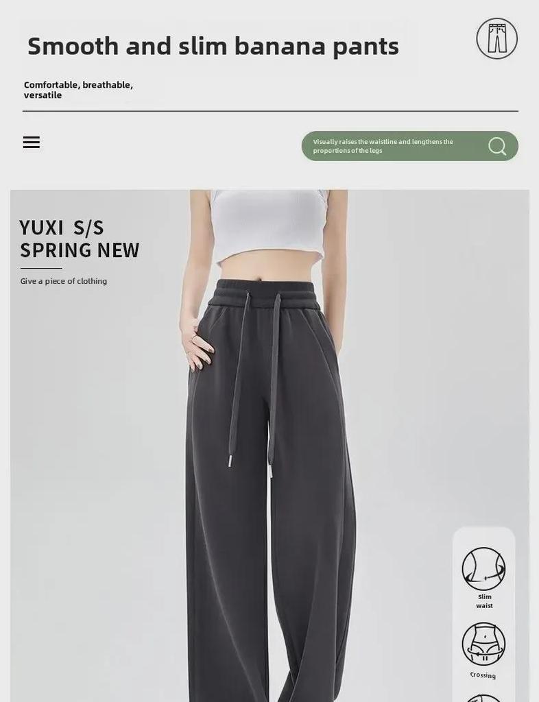 Women's 2024 Spring/Autumn High-Waist Wide-Leg Sweatpants - LuLu Trendy Comfort Pants