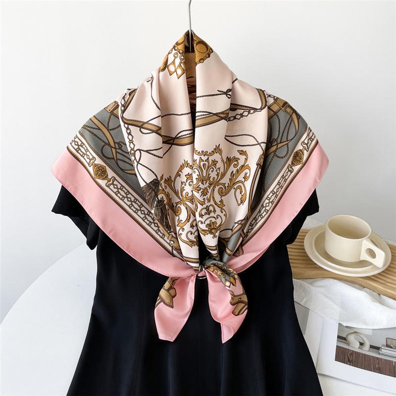 90*90cm Printed Flora Square Shawls Wrpas Scarves Ladies Kerchief Neckerchief Head Hijab Lady Headband Foulard