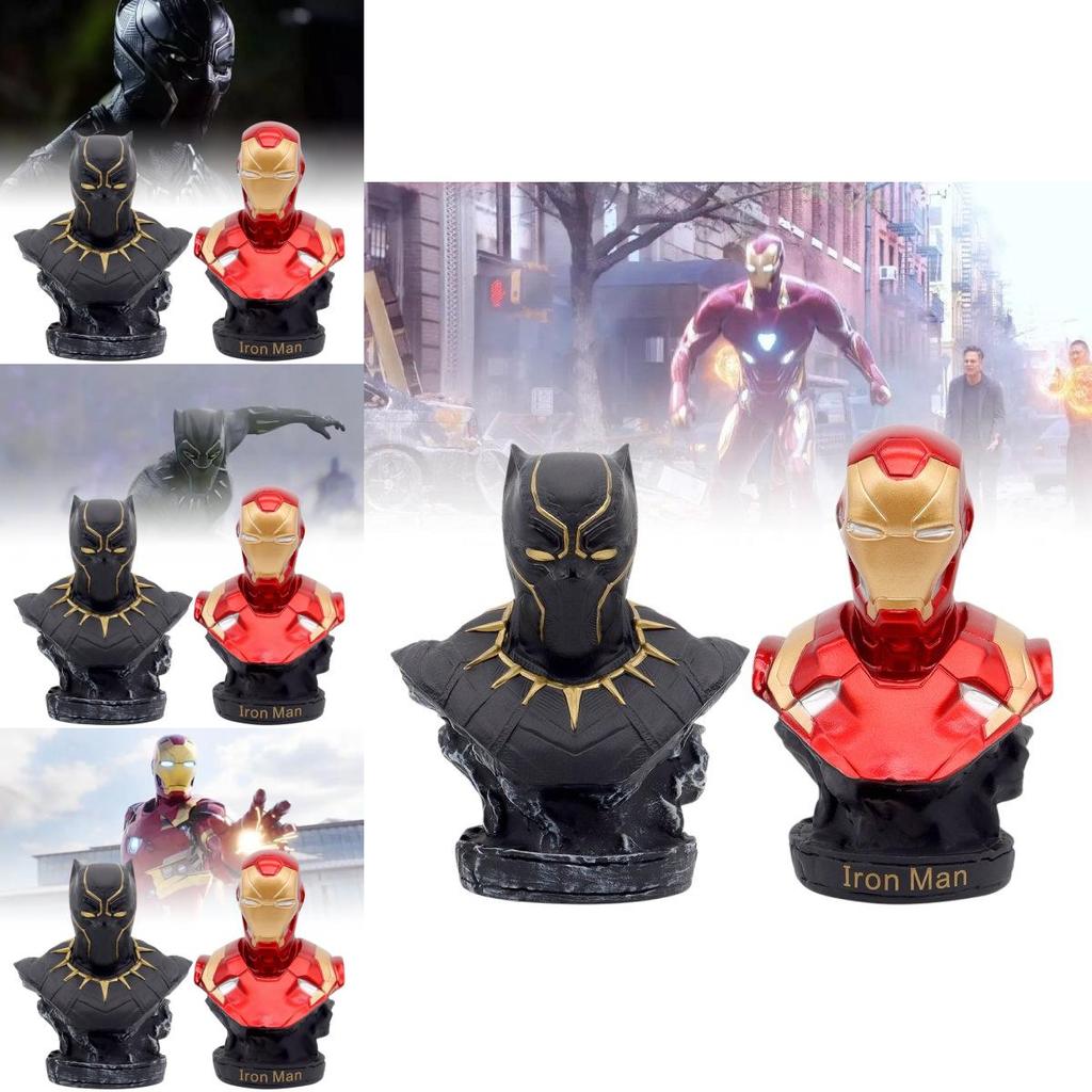 Atemberaubendes 16cm Eisen Schwarzer Panther Halbfigurenmodell Perfekt für Schreibtischdekoration Geschenke