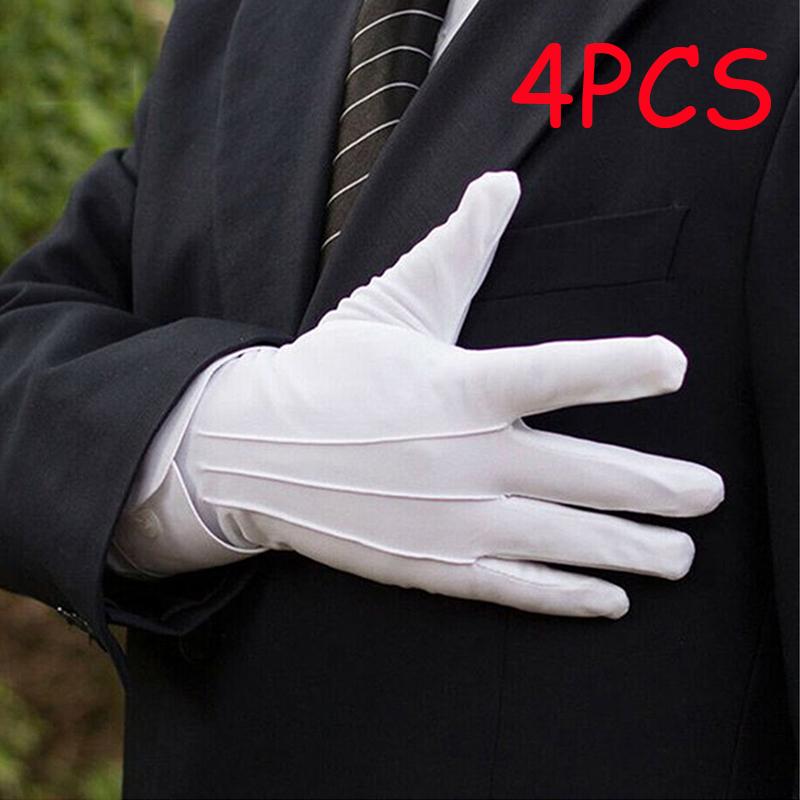 10 szt. Białe Bawełniane Rękawiczki Męskie Formalne Rękawiczki do Smokinga Mundurowe Rękawiczki Straży Honorowej Ceremonia Parady Kostium Cosplay Monety Biżuteria Rękawiczki Kamerdynera