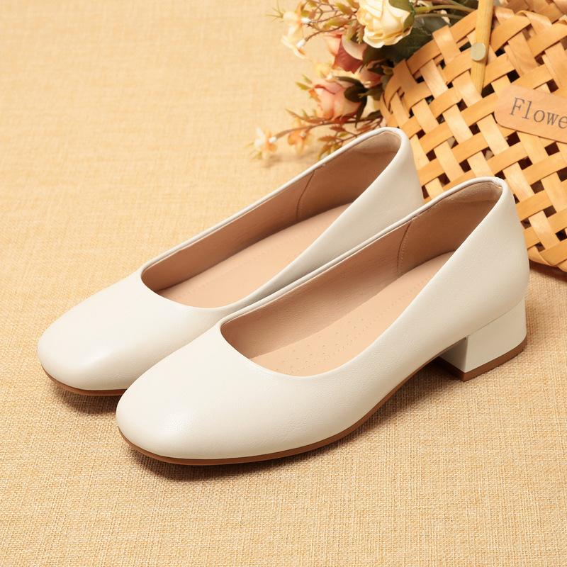 Fashion Work Shoes For Women Black Soft Sole Work Shoes Professional Work Leather Upper Interview Flight Attendant Shoes Comfortable