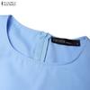 ZANZEA Women Casual Round Neck Short Sleeve Pleated Dress